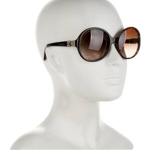 Bvlgari Oval Oversized Tortoiseshell Brown Rhinestone Embellished Sunglasses